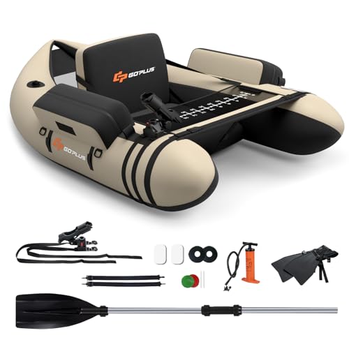 GOPLUS Bellyboot, Belly Boat bis 150 kg belastbar, aufblasbares Schlauchboot zum Angeln...