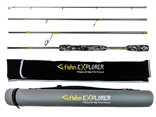 FISHN Reise Angelrute Explorer Reiserute - 213cm, 4-Teilig, Wurfgewicht 10-40gram mit...