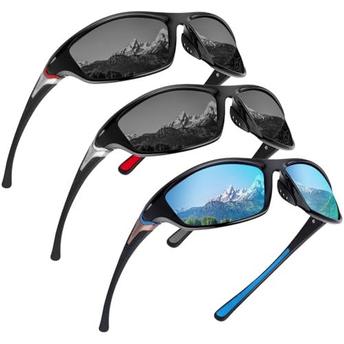 NVIYAM 3 Paar Sonnenbrille Herren Polarisiert,UV 400 Sportbrille Herren,Sport Sonnenbrille...
