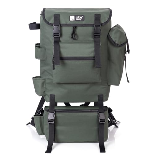 Zite Fishing Angelrucksack mit Rutenhaltern & Abnehmarem Kühlfach - Angeltasche 55x30cm...