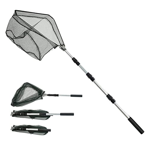 Fishing Kescher Angeln,Unterfangskescher Angelkescher 190cm,4 Sektionen Teleskop -...