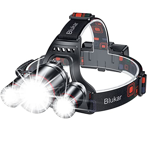 Blukar Stirnlampe LED Wiederaufladbar, Superhell 6000 Lumen Zoombar Kopflampe mit 5...