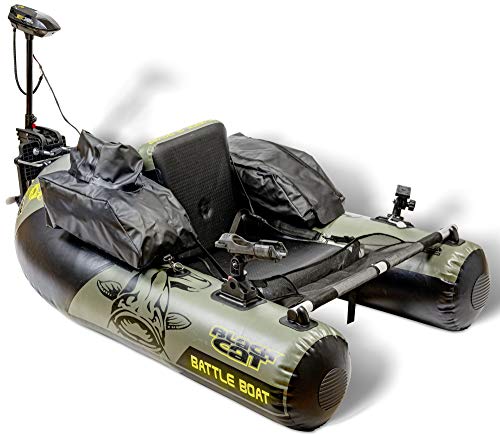 Black Cat Battle Boat Set - Bellyboot + Elektromotor zum aktiven Welsangeln, Angelboot zum...