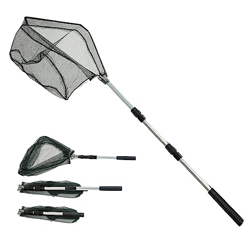 Fishing Kescher Angeln,Unterfangskescher Angelkescher 150cm,3 Sektionen Teleskop -...