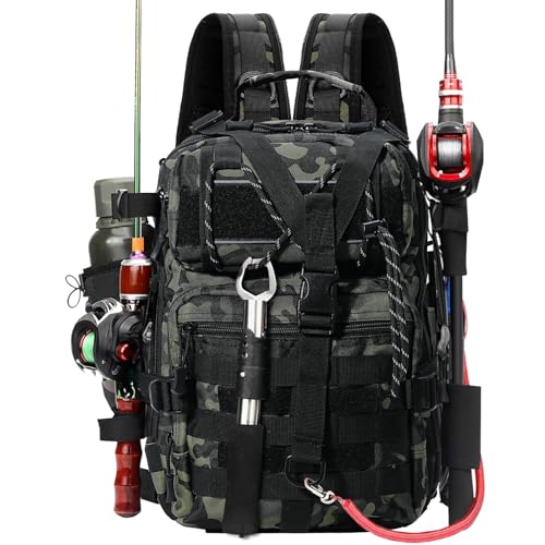 Aceshop Angeltasche, Wasserdichter Angelgerät Rucksack Angelrucksack Military...